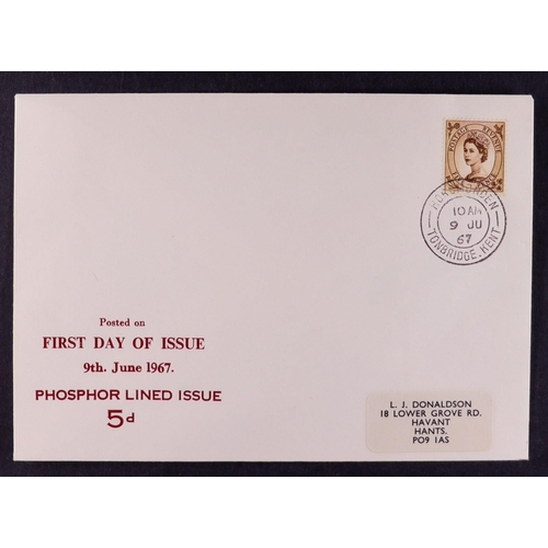 1618 - GB.FIRST DAY COVERS 1967 5d brown Wilding phosphor definitive (SG 616c) on First Day Cover with prin... 