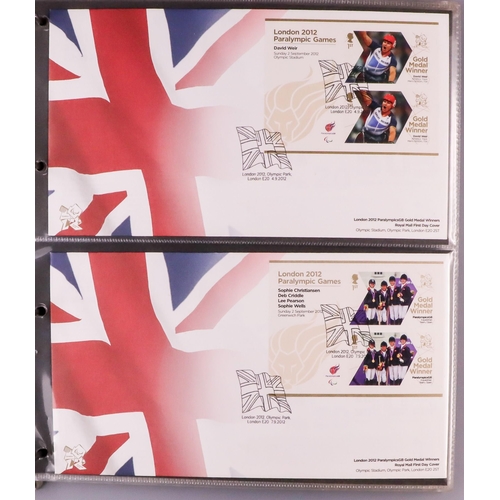 1621 - GB.FIRST DAY COVERS 1970's-2010's COLLECTION in four albums and loose in box, includes 2012 Olympic ... 