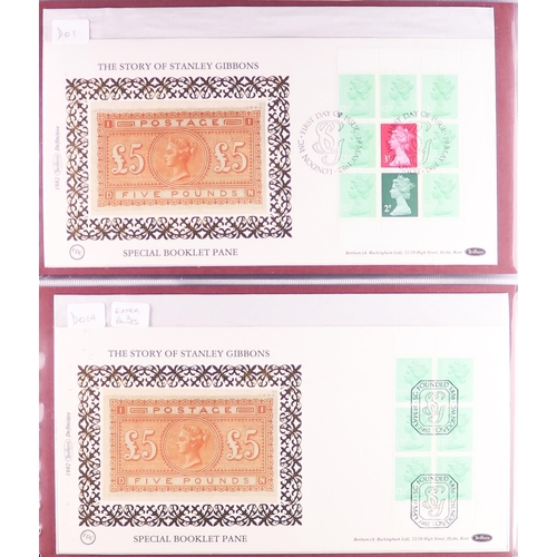 1625 - GB.FIRST DAY COVERS 1982 - 1987 BENHAM LUXURY SILK DEFINITIVE SERIES collection in 2 Beham albums, c... 