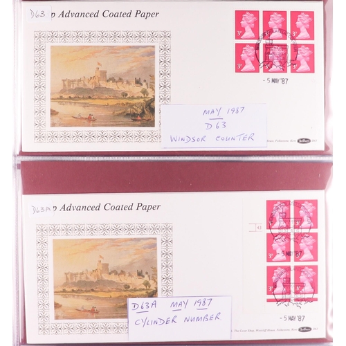 1625 - GB.FIRST DAY COVERS 1982 - 1987 BENHAM LUXURY SILK DEFINITIVE SERIES collection in 2 Beham albums, c... 