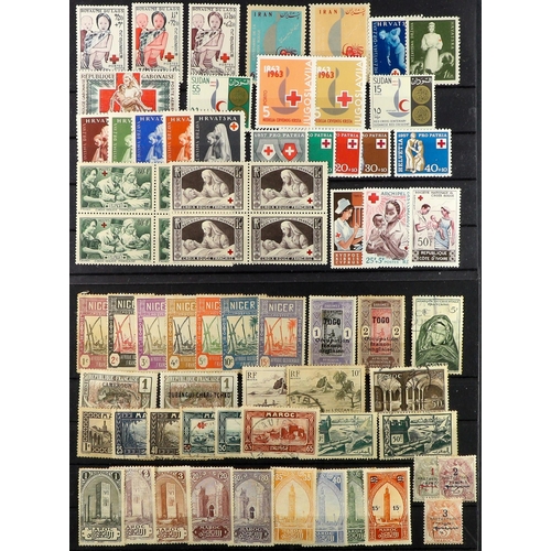 180 - WORLD ASSEMBLY in box, includes world mint & used ranges on stock cards incl Great Britain local rai... 