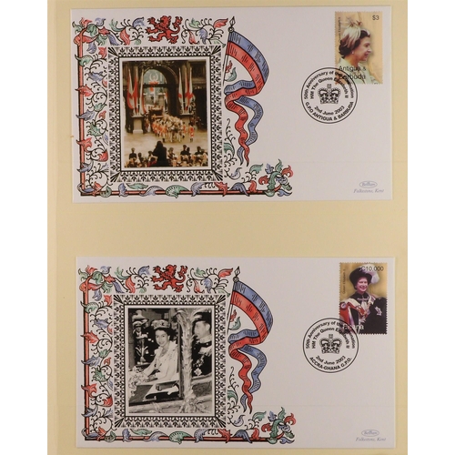 213 - 2003 CORONATION ANNIVERSARY British commonwealth collection of special illustrated unaddressed Benha... 