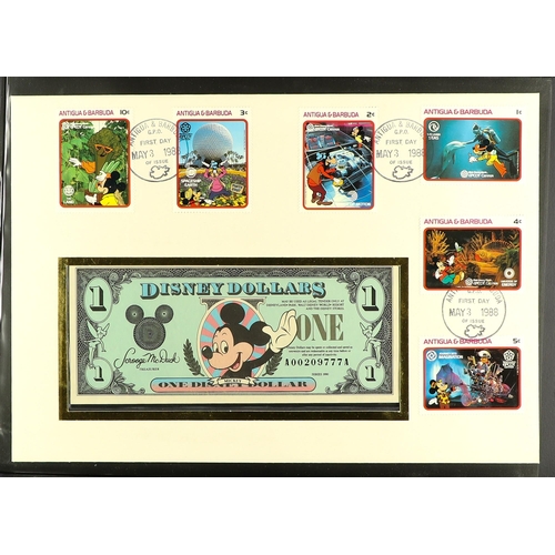 217 - DISNEY 1980's world never hinged mint collection in special hingeless album, includes all different ... 