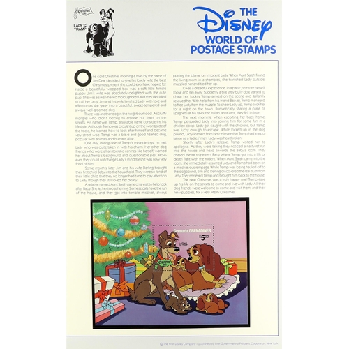 217 - DISNEY 1980's world never hinged mint collection in special hingeless album, includes all different ... 