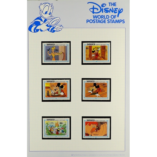 217 - DISNEY 1980's world never hinged mint collection in special hingeless album, includes all different ... 