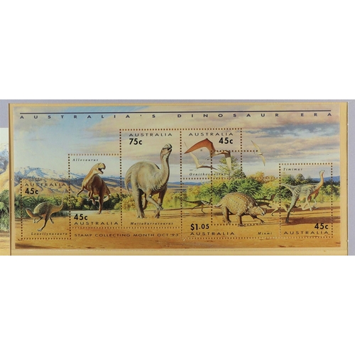 276 - AUSTRALIA 1993 Prehistoric Animals set + miniature sheet, the miniature sheet in sealed Australia Po... 