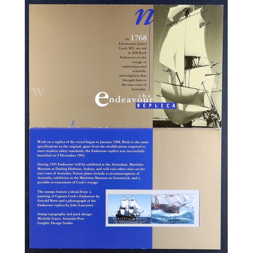 278 - AUSTRALIA 1995 Endeavour Replica pair in sealed Australia Post presentation pack, the stamps with pr... 