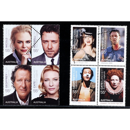 281 - AUSTRALIA 2009 Australian Legends both blocks 4 each with printers control perforation device, in Au... 