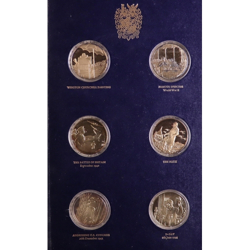 29 - WINSTON CHURCHILL CENTENARY GOLD PLATED SILVER MEDALS Collection of 24 medals in special album. Weig... 