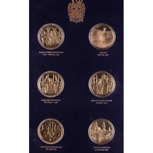 29 - WINSTON CHURCHILL CENTENARY GOLD PLATED SILVER MEDALS Collection of 24 medals in special album. Weig... 