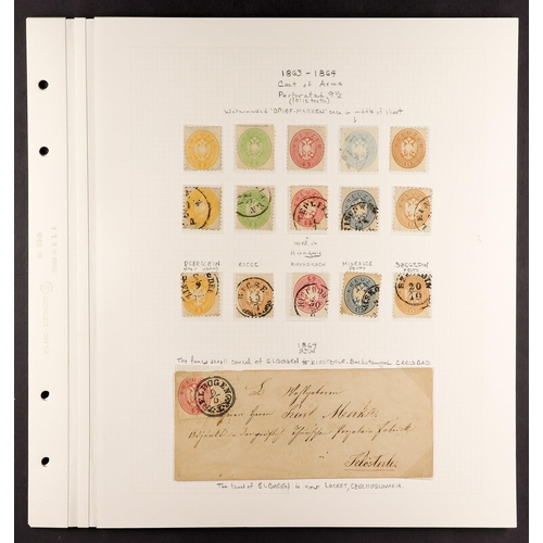 290 - AUSTRIA 1863-64 COAT OF ARMS SPECIALIZED COLLECTION of mint and used stamps on pages, includes repri... 