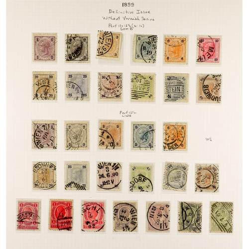 291 - AUSTRIA 1890 - 1907 FRANZ JOSEF DEFINITIVES collection of over 300 stamps on album pages, semi-speci... 