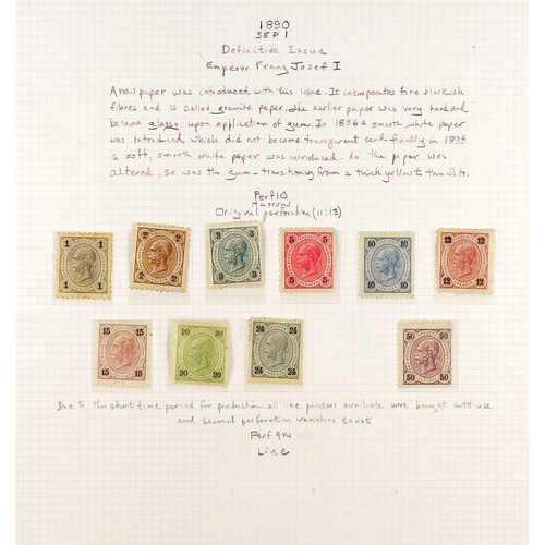 292 - AUSTRIA 1890 - 1907 FRANZ JOSEF DEFINITIVES collection of over 180 mint / some never hinged mint sta... 