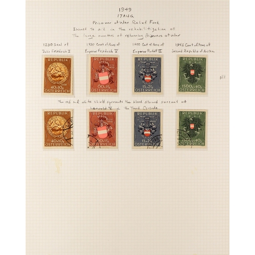 295 - AUSTRIA 1945 - 1954 SEMI - SPECIALIZED COLLECTION of 700+ mint / never hinged mint and used stamps (... 