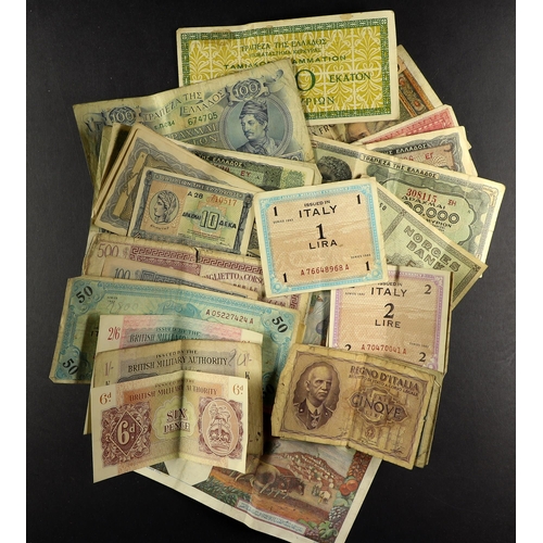 30 - WORLD COINS AND BANKNOTES. Small collection which includes 1873 5f  Hercules coin, GB coin range fro... 