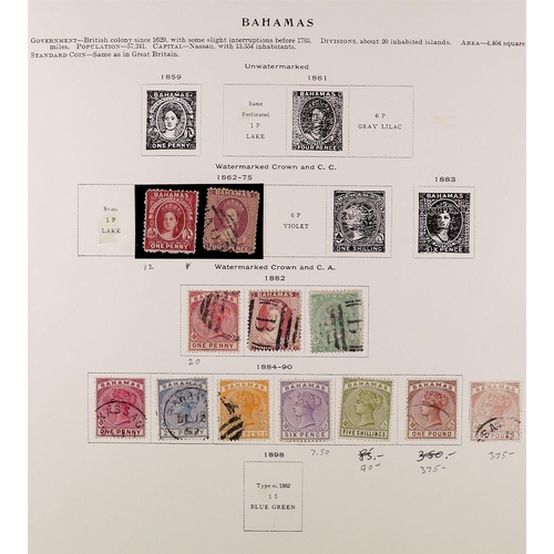 303 - BAHAMAS 1863 - 1938 COLLECTION of 80+ mint & used stamps on album pages, incl 1884 set to 5s mint & ... 