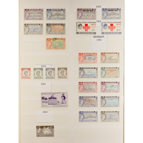 304 - BAHAMAS 1863 - 1977 COLLECTION of mint & used stamps on protective pages, around 40 fiscally-used Ch... 