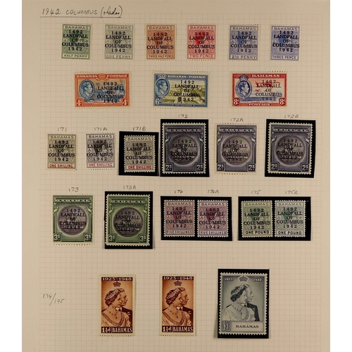 310 - BAHAMAS 1937 - 1949 MINT COLLECTION of 82 stamps on pages, includes 1938-52 set with many additional... 