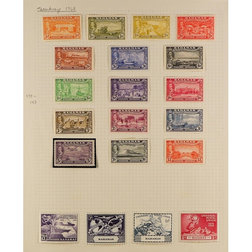 310 - BAHAMAS 1937 - 1949 MINT COLLECTION of 82 stamps on pages, includes 1938-52 set with many additional... 