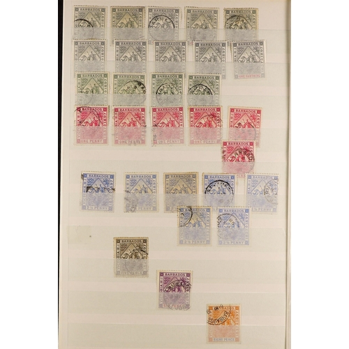 320 - BARBADOS 1852 - 1898 COLLECTION of 300+ used stamps on pages from a stock book, note around 150 'Bri... 