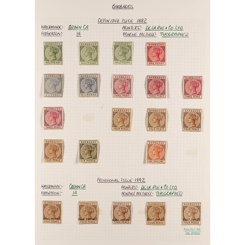 323 - BARBADOS 1855 - 1910 MINT COLLECTION of over 120 mint stamps on album pages, note 1855 (½d) green un... 