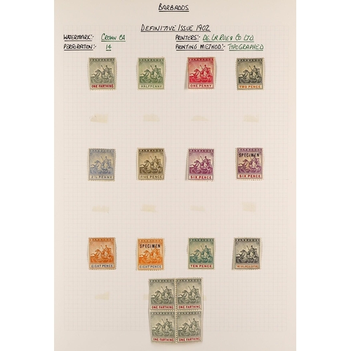 323 - BARBADOS 1855 - 1910 MINT COLLECTION of over 120 mint stamps on album pages, note 1855 (½d) green un... 