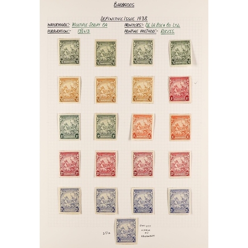 331 - BARBADOS 1937 - 1952 MINT COLLECTION on pages, complete for the basic issues with additional items, ... 