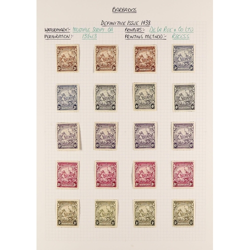 331 - BARBADOS 1937 - 1952 MINT COLLECTION on pages, complete for the basic issues with additional items, ... 