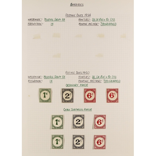 331 - BARBADOS 1937 - 1952 MINT COLLECTION on pages, complete for the basic issues with additional items, ... 