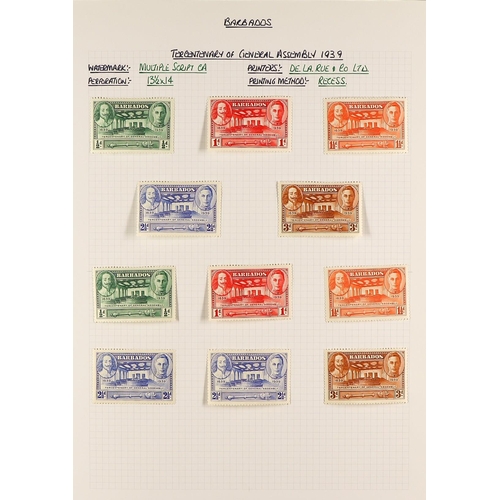 331 - BARBADOS 1937 - 1952 MINT COLLECTION on pages, complete for the basic issues with additional items, ... 