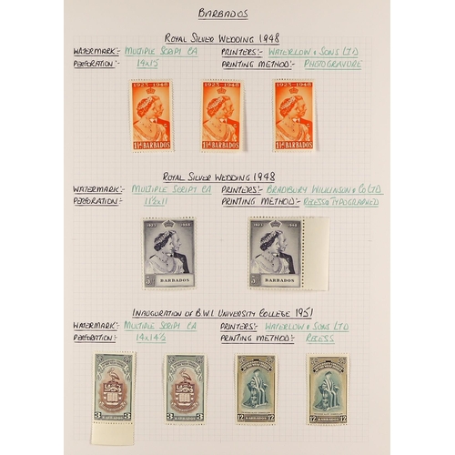 331 - BARBADOS 1937 - 1952 MINT COLLECTION on pages, complete for the basic issues with additional items, ... 