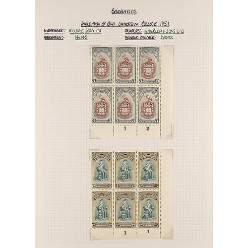 331 - BARBADOS 1937 - 1952 MINT COLLECTION on pages, complete for the basic issues with additional items, ... 