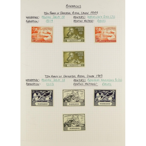 331 - BARBADOS 1937 - 1952 MINT COLLECTION on pages, complete for the basic issues with additional items, ... 