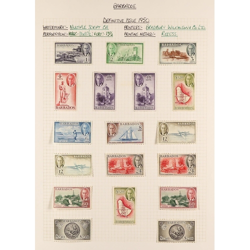 331 - BARBADOS 1937 - 1952 MINT COLLECTION on pages, complete for the basic issues with additional items, ... 