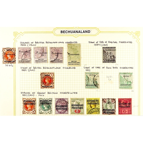 338 - BECHUANALAND 1885 - 1897 COLLECTION of 48 used stamps on pages, includes 1885-87 set to 6d, 1888 set... 