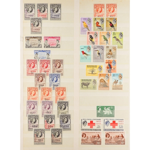 342 - BECHUANALAND 1932 - 1966 COMPLETE COLLECTION of 140+ mint stamps on protective pages, complete from ... 