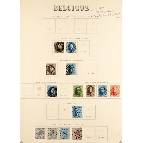 344 - BELGIUM 1849 - 1942 COLLECTION of around 700 chiefly used stamps on album pages, comprehensive incl ... 