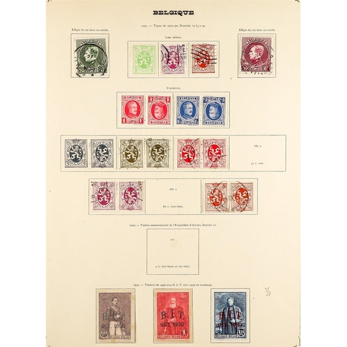 344 - BELGIUM 1849 - 1942 COLLECTION of around 700 chiefly used stamps on album pages, comprehensive incl ... 