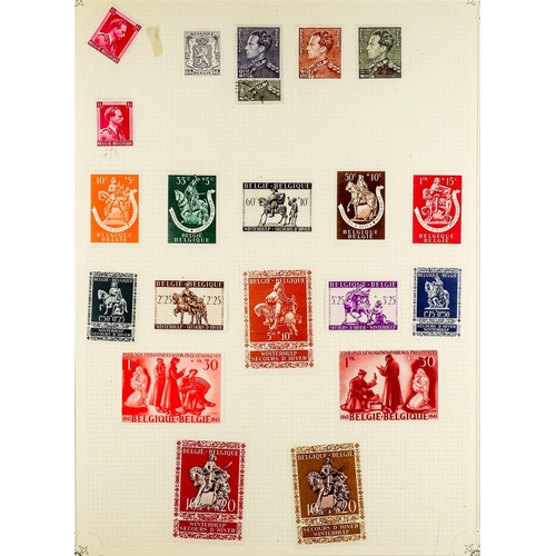 344 - BELGIUM 1849 - 1942 COLLECTION of around 700 chiefly used stamps on album pages, comprehensive incl ... 