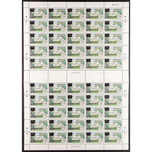 350 - BELIZE 2012 25c on 10c provisional surcharge, SG 1380, complete never hinged sheet of 50. Cat. £1250... 