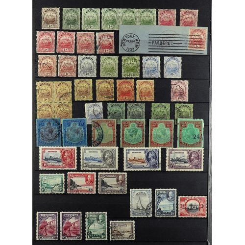 352 - BERMUDA 1865 - 1936 USED COLLECTION of 170+ stamps on protective pages, 1875 1d on 1s, 1902-10 Dock ... 