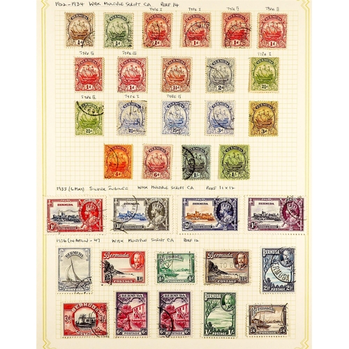 354 - BERMUDA 1902 - 1936 FINE USED COLLECTION of 87 stamps on pages, note 1906-10 set, 1910-25 set with e... 