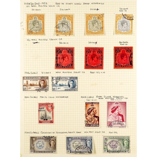 357 - BERMUDA 1937 - 1949 FINE USED COLLECTION of over 60 stamps on pages, includes 1938-53 set with many ... 