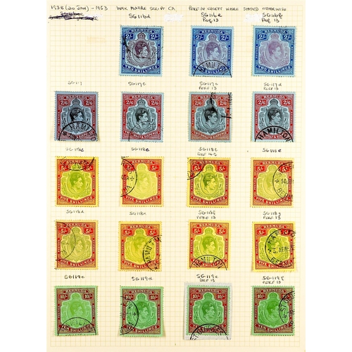 357 - BERMUDA 1937 - 1949 FINE USED COLLECTION of over 60 stamps on pages, includes 1938-53 set with many ... 