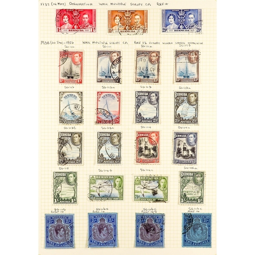 357 - BERMUDA 1937 - 1949 FINE USED COLLECTION of over 60 stamps on pages, includes 1938-53 set with many ... 