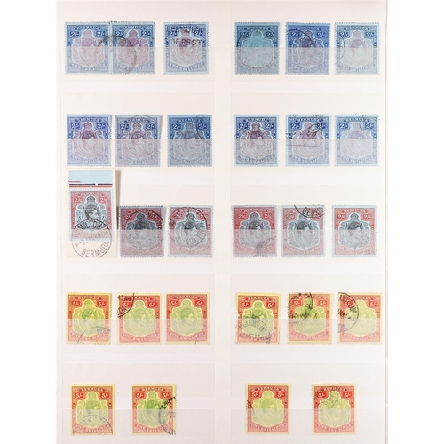 358 - BERMUDA 1937-51 USED COLLECTION of 100+ stamps on stock book pages, includes Key Plates with various... 