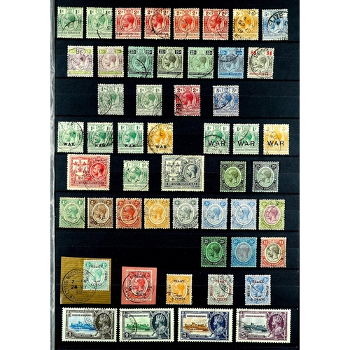 369 - BR. HONDURAS 1912 - 1935 COLLECTION of over 50 used stamps on protective page, note 1913-21 set with... 