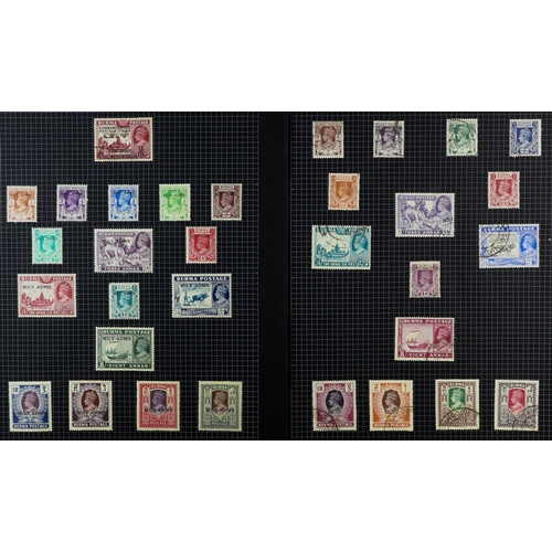 398 - BURMA 1937-1947 USED COLLECTION on pages, includes 1937 opts set to 5r, 1938-40 set, 1946 set, 1947 ... 