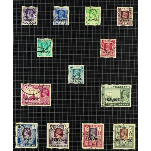 398 - BURMA 1937-1947 USED COLLECTION on pages, includes 1937 opts set to 5r, 1938-40 set, 1946 set, 1947 ... 