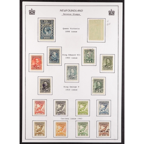 405 - CANADA - NEWFOUNDLAND REVENUE STAMPS 1898 - 1967 mint & used collection of 31 stamps on album pages ... 